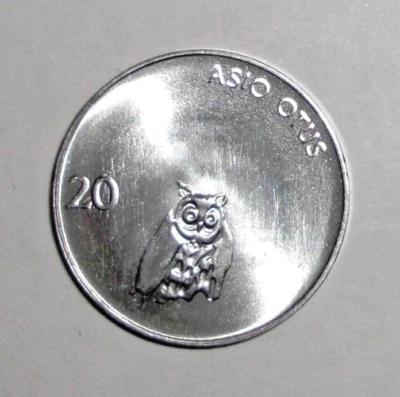 1992 Slovenia Coin 20 stotinov Coin Barn Owl Bird Animal European Wildlife - Image 1 of 2
