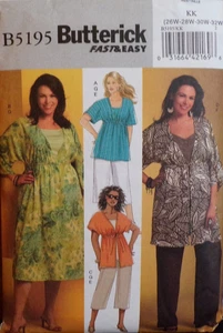 Butterick Sewing Pattern B5195 Womens Top Dress Tunic Pants Sizes 26W-32W CUT - Picture 1 of 6