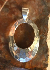 Vintage Southwestern Nachlass gehämmert 925 Sterling Silber oval Anhänger - Bild 1 von 7