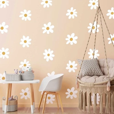 36 piezas calcomanías de pared de margaritas pelar y pegar pegatinas florales para niños niñas guardería Foto 1 de 4