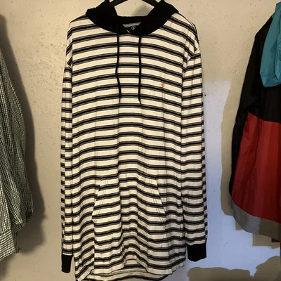 Volcom Black White Striped Hoodie 100% Cotton XXL - Image 1 of 4