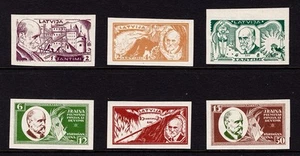 Latvia (1930) - Rainis (Sc#B66-B71) Complete MLH Imperf. Set ($80) - Picture 1 of 2