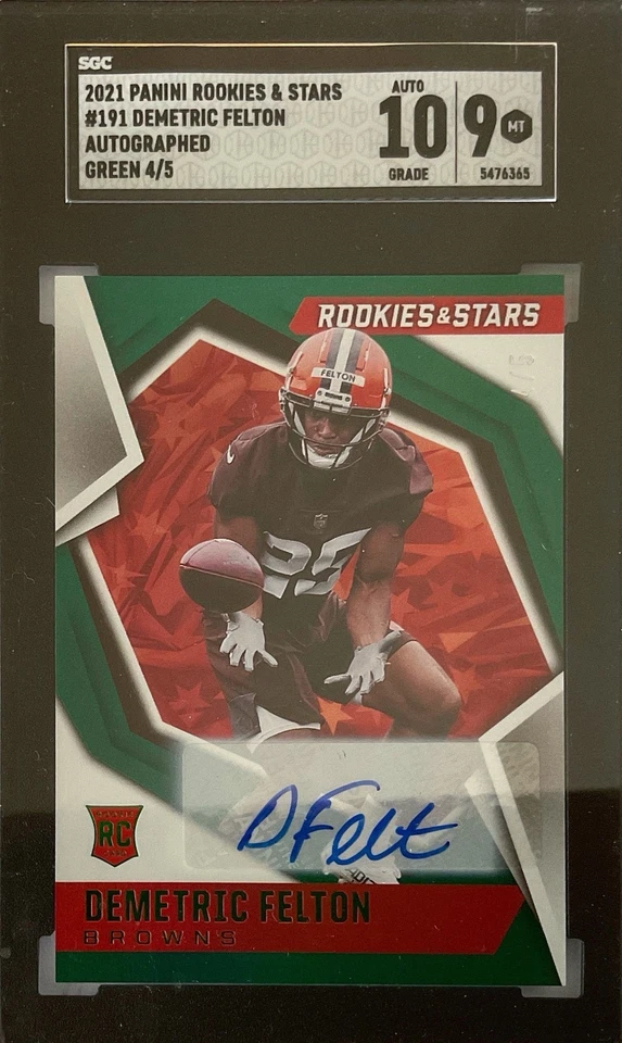 2021 Panini Rookies &  - Demetric Felton Rookie Auto Numbered /5 SGC 10 #191 - Image 1 of 2