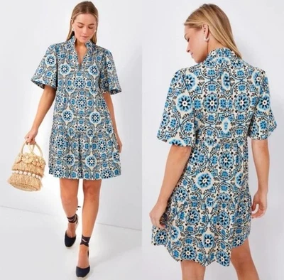 Tuckernuck Medallón Dorado Cuello Dividido Crawford Hasta la Rodilla Azul Mujer Talla L Foto 1 de 4