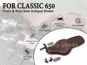 FOR ROYAL ENFIELD CLASSIC 650 GENUINE LEATHER FRONT & REAR SEAT ANTIQUE BROWN - Bild 1 von 14