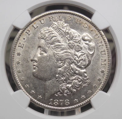 1878 "CC" Morgan SILVER Dollar $1 NGC AU58 #015 About Unc **CARSON CITY** ECC&C - Image 1 of 4