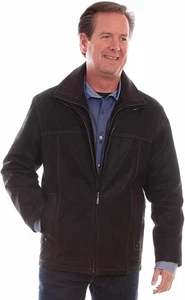 Scully Medium Mens Zip Front Jacket with Zip-Out Collar Inset, Vintage Black - Picture 1 of 8