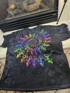 T-shirt Grateful Dead Dancing Skeletons Spiral Liquid Blue da uomo taglia S/M nera - Foto 1 di 9