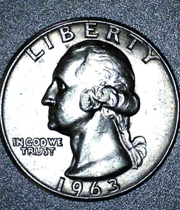 1963 (P) Washington Quarter 90% Silver  Type B Rare - Picture 1 of 4