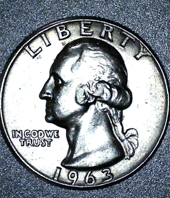 1963 (P) Washington Quarter 90% Silver  Type B Rare - Image 1 of 4