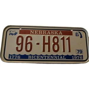 Vintage Post Cereal Bicycle Mini License Plate Nebraska Bicentennial - Picture 1 of 8