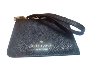 Portachiavi Kate Spade piccolo porta carte da polso nero ciottolato zip intorno - Foto 1 di 4