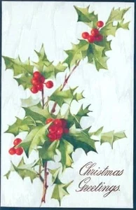 1¢ WONDER'S ~ CHRISTMAS GREETINGS WITH HOLLY SILK ~ H317 - Picture 1 of 1