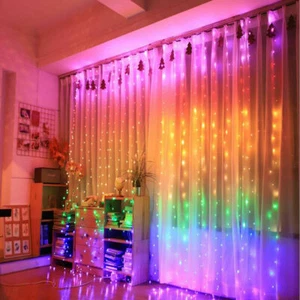 Rainbow 3M 280 LED Curtain Fairy Lights Wedding Indoor Outdoor Christmas Party - Picture 1 of 12