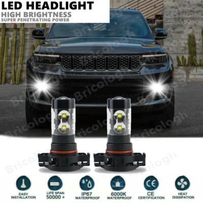 2x Lâmpadas de neblina LED para Jeep Grand Cherokee 2011-2012 Branco 6000K 100W - Imagem 1 de 4