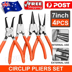 4x 7" Circlip Pliers Set Internal External Bent Straight Snap Ring Remove Tool - Picture 1 of 9