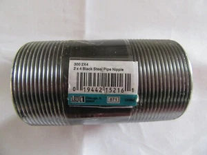 (Box of 4) LDR 300 2x4 Black Steel Pipe Nipple - Picture 1 of 3