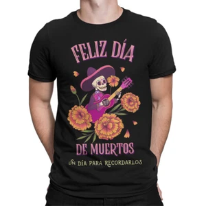 Vibrant Day Of Dead Skeleton Mariachi T-Shirt for Mens Festive Design #DOTD - Picture 1 of 23