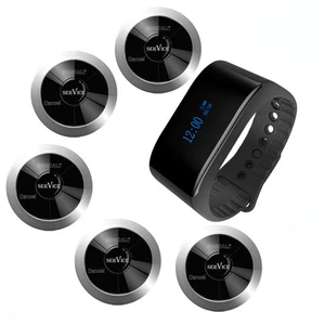 Sistema de localizador de llamadas inalámbrico SINGCALL, 1 reloj impermeable y 5 buscapersonas APE320S - Imagen 1 de 10