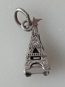 Dije Torre Eiffel Plata de Ley Vintage Firmado JMF París Francia Monumento 0.8g - Imagen 1 de 5