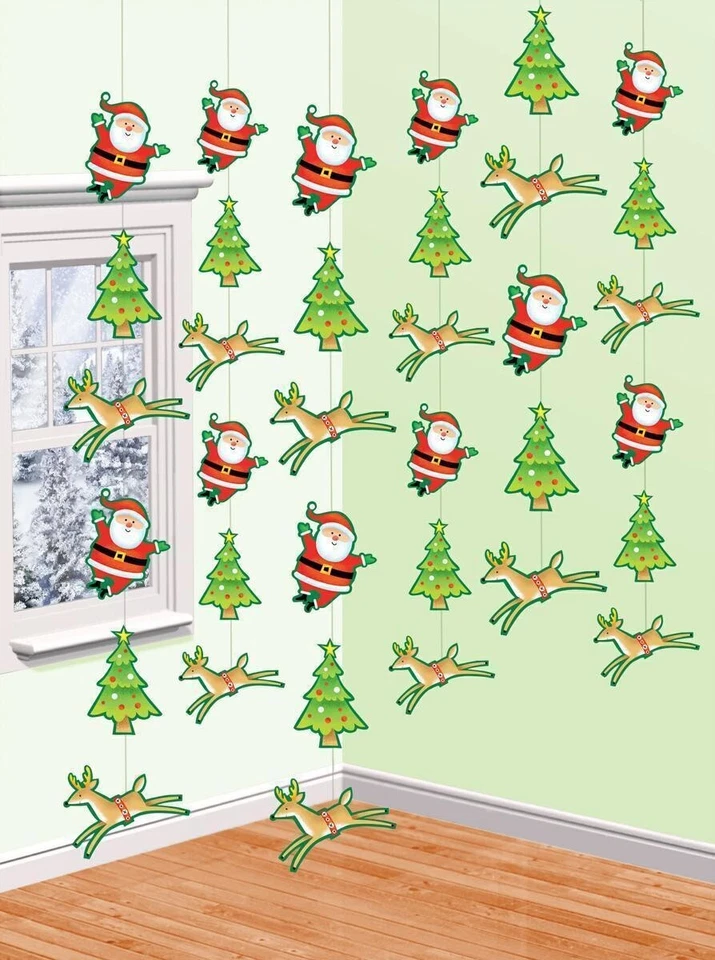 6 X 7ft Santa Christmas Tree Reindeer Hanging String Party Decorations