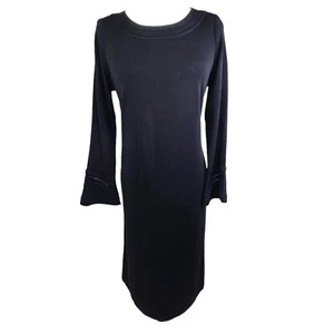 Exclusively Misook Classic Acrylic Knit Long Bell Sleeve Maxi Dress XS Black - Picture 1 of 7