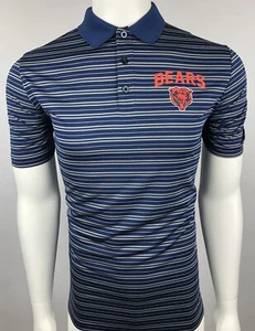 Chicago Bears Polo Shirt Mens Large Navy Blue Orange Logo NFL Team Apparel - Picture 1 of 10