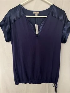 Dressbarn Damen Roz & Ali Kurzarm Viskose Bluse Neu mit Etikett Größe Medium Indigoblau - Bild 1 von 11