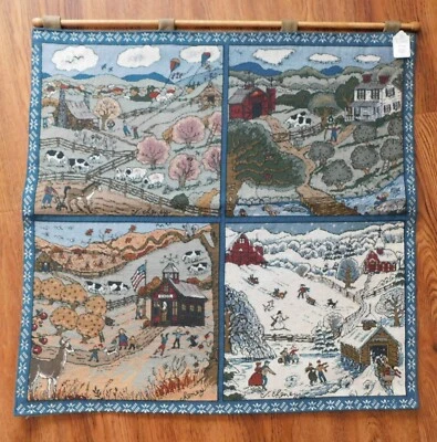 Tapiz grande hecho a mano colgante de pared cuatro estaciones envío GRATIS Foto 1 de 4