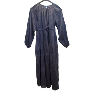 Old Navy Damen Gr. S Maxikleid Taschen Blumenstickerei vorne zum Binden grau Freizeit - Bild 1 von 9