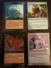 False Peace, Titanic Growth, Pit Imp, Moor Fiend MTG misprint Miscut Off Center