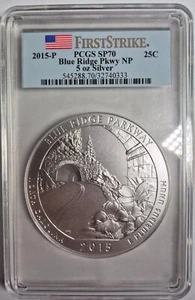 2015-P PCGS Blue Ridge Pkwy NP 5oz Silver ATB Quarter SP70 First Strike Parkway - Picture 1 of 2