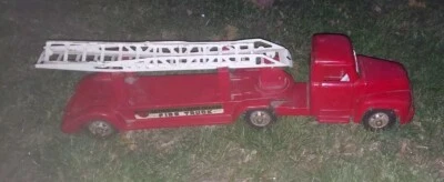 Remolque Buddy L extensión escalera camión de bomberos acero 29" como está Foto 1 de 4