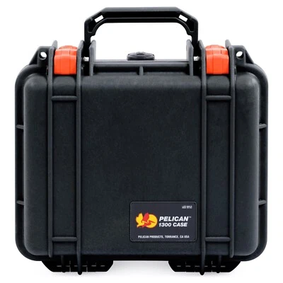 Black & Orange Pelican 1300 case with foam. - Image 1 of 3