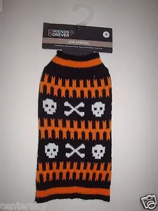 New Cute Friends Forever Dog Apparel Halloween Dog Sweater Skull/Cross Bones XS - Picture 1 of 4