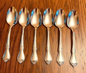 AMC Creon Flower Rose Design 6- Teaspoons 6" Stainless Glossy Japan - Picture 1 of 5