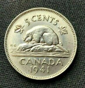 1941 Canada 5 Cents Coin UNC +    World Coin Nickel   High Grade Coin  #C611