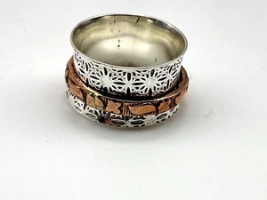 Sterling Silver 925 Ring Two Tones Copper 4.54g Size M1/2 - Picture 1 of 6