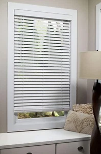 2 Inch Cordless Room Darkening Faux Wood Blind - 32.25" W x 64" L - White - Picture 1 of 7