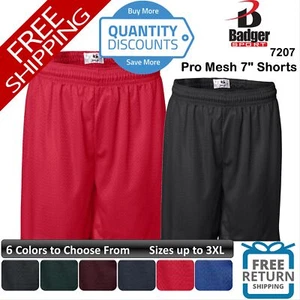 🔥 Badger Men Pro Mesh 7" Shorts Elastic Waistband And Drawcord Up To 3XL 7207 - Picture 1 of 16