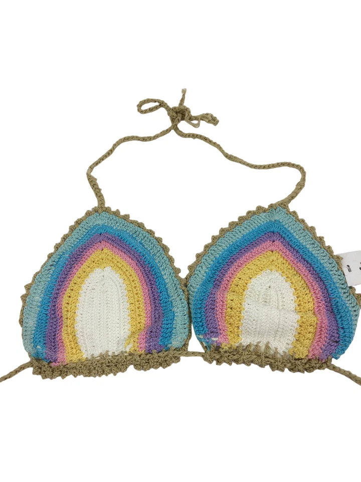 Pilyq D Romance Rainbow Crochet Triangle Bikini Swim Top 116784