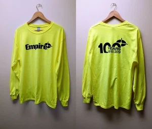 Empire Gildan Safety Green Long Sleeve Heavy T-Shirt Work Shirts - M, L & XL - Picture 1 of 5