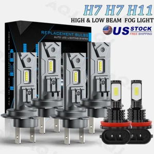 Combo LED Headlight H7+H7+H11 High Low Beam+Fog Light Bulbs 3 Sets 6000K White - Picture 1 of 24