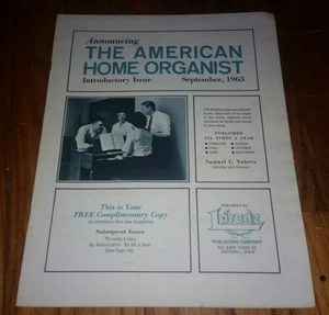 Lorenz Organ American Home Organist Magazine 1963 September introductory issue! - Picture 1 of 1