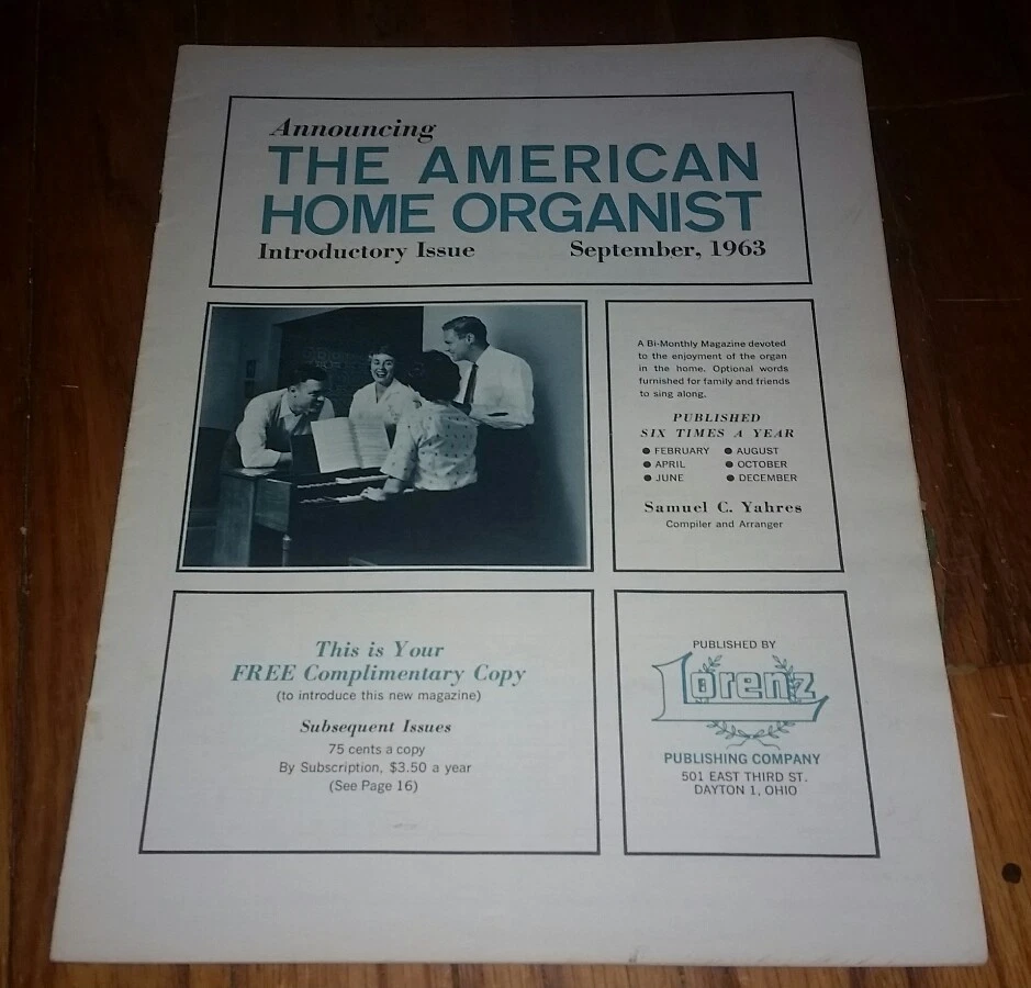 Lorenz Organ American Home Organist Magazine 1963 September introductory issue! - Image 1 of 1
