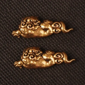 Gold Plated Brass Menuki Cloud Ornament for Japanese Katana Wakizashi Tanto - Picture 1 of 3