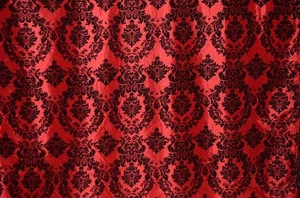 TAFFETA DAMASK VELVET FLOCKED RED DRESS BY THE YARD - Picture 1 of 1