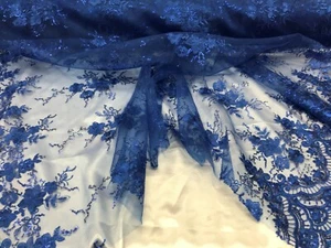 Floral Mesh Lace Fabric with Sequin Embroidery – 52" Wide VT-11 - Picture 1 of 50