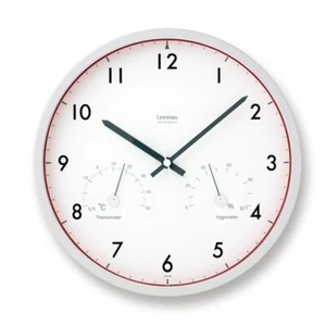 Orologio da parete Lemnos LC09-11W RE termoigrometro analogico AIR CLOCK rosso Giappone - Foto 1 di 3