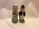 Vintage Bride Groom Cake Topper Wedding Before And After Salt And Pepper Shakers